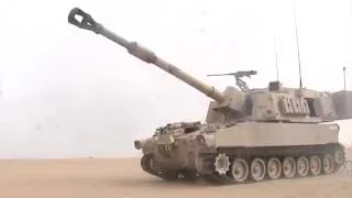 Paladin M109A6 155mm Artillery System during a live fire