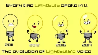 Everytime Lightbulb spoke in Inanimate Insanity [Evolution of Lightbulb's voice] [OUTDATED]