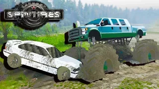 Spin Tires - CRUSHING CARS WITH HUGE MONSTER TRUCK!