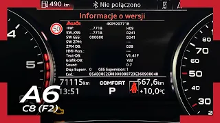 Instrument cluster hidden menu service mode in Audi A6/S6/RS6 C8 (F2)