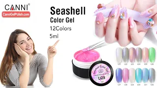 CANNI Seashell Pearl Series Nail Painting Color Gel with Design Tutorial