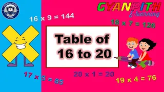 Table of 16 to 20 | Rhythmic Table | Learn Multiplication Table of 16 to 20 | for kids | #e-learning