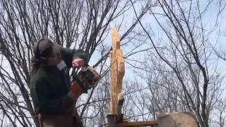 2013 Ohio Bigfoot Conference Snuffy Destefano Chainsaw Carving a Sasquatch