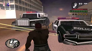 San Andreas GTA - CJ is throwing a tear gas grenade at the police without giving up