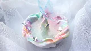 Dreamy watercolor props tray 💐 Making flower tray with resin!