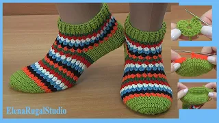 Colorful CROCHET SOCKS Pattern/ Crochet Leftover Yarn