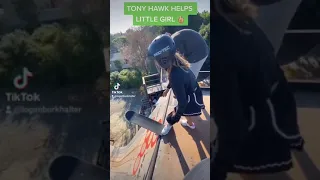 TONY HAWK HELPS LITTLE GIRL DROP IN ON MEGA RAMP