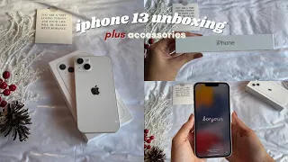 aesthetic iPhone 13 Starlight ✨ unboxing plus accessories
