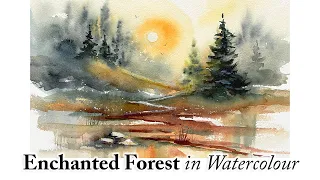 A Peaceful Forest Sunset in Watercolour | Loose Landscape Painting Style Demonstration