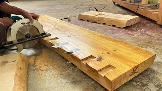 Amazing Woodworking Techniques Can You're Never seen // Large Dining Table Monolithic Zigzag Leg