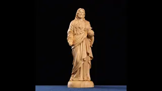 Christian Jesus Statue Holding Cross Wood Carving