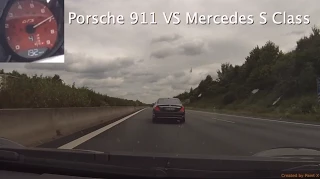 Porsche 911 Meets Mercedes S Class on German Autobahn - Brutal Accelerations