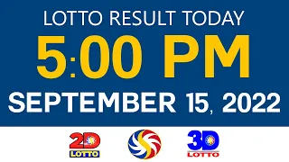 Lotto Results Today September 15 2022 5pm Ez2 Swertres 2D 3D 6D 6/42 6/49 PCSO