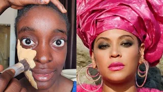 VIRAL 👉BOMB 💣🔥 BEYONCE MAKEUP AND GELE TRANSFORMATION | MELANIN MAKEUP TUTORIAL