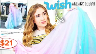 TRYING ON WISH PROM DRESSES !! * I'm VERY surprised *