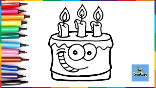 How to Draw a Cute Birthday Cake Step By Step 🎂 Birthday Cake Drawing Easy