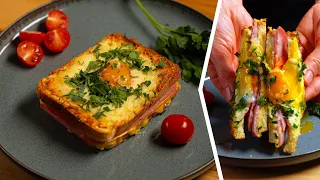 Super einfaches Toast-Rezept für jeden Tag! Heißer Toast mit Ei und Käse.