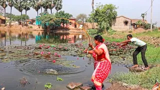 Fishing Video || Village girls & man  have special experience in fishing || Fish catching trap