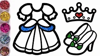 Princess Dress Drawing & Coloring for Kids 👑👗👠 || #drawingtutorial