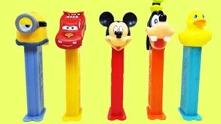 Learn to count 1 to 10 with PEZ Disney Mickey Mouse Minions Car & Learn Colors with Ice Cream