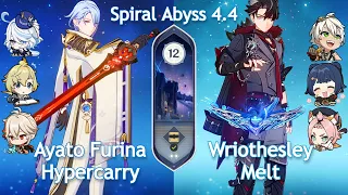 NEW Spiral Abyss 4.4! C0 Ayato Furina Hypercarry x C1 Wriothesley Melt | Floor 12 | Genshin Impact