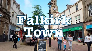 Falkirk town centre Scotland walk down main high street shops