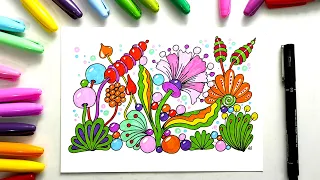 Colorful zentangle mandala art, zentangles patterns step by step