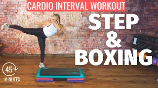 STEP AEROBICS INTERVALS WITH CARDIO KICKBOXING MASH-UP WORKOUT