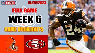 Cleveland Browns vs San Francisco 49ers FULL GAME  HIGHLIGHTS | 2023 Week 6 10/15/2023