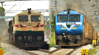 "AIRAVAT" of GOLDEN ROCK and BLEED BLUE of KRISHNARAJAPURAM !! EMD locos all along | Indian Railways