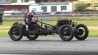 Delahaye 107 Racer w/ 6.2L Gipsy Major Airplane Engine: Bizarre Start-Up Procedure & Accelerations!