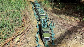 Army Men:Green Convoy Ambush #stopmotion (plastic army men)