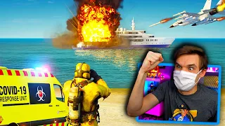 In GTA 5.. COVID-19 Unit calling an AIRSTRIKE on a yacht party! (Crazy!)