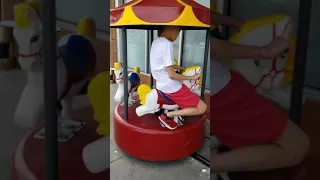 1970's Mini Carousel kiddie ride (Bright Red and yellow)