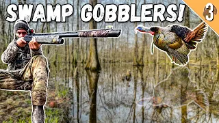 Gobbler Flies Across the Water?!  (2 Toms Coming in Hot!) | Mississippi Public Land!