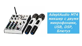 AdeptAudio MT4 Микшерный пульт для караоке с двумя микрофонами, USB, блютуз, DSP процессор, MP3