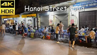 4K HDR | Vietnam Street Food - Hanoi Nightlife Street Tour By Walking | Vietnam 2023