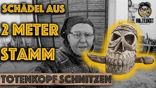 Totenkopf schnitzen Holzkunst Scholz Offiziell/ Holzkunst Scholz