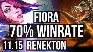 FIORA vs RENEKTON (TOP) | 70% winrate, 7 solo kills, 13/3/2 | JP Diamond | v11.15