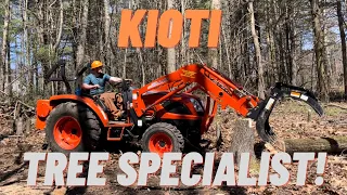 Clearing trees with a Kioti NX4510 and Worksaver Grapple!