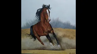 Пишем лошадь маслом|как писать коня и пыль|how to draw a horse|Oil Painting Time Lapse#как рисовать