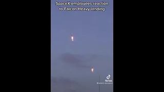 Elon Musk and SpaceX employees reaction to Falcon Heavy landing safely