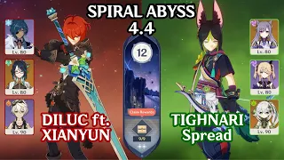 Diluc C4 ft. Xianyun Plunge & Tighnari C0 Spread | 4.4 Spiral Abyss Floor 12  ☆9【Genshin Impact】