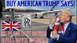 DONALD TRUMP SAYS “BUY AMERICAN” But his 757 has British Rolls Royce Engines!TRUMP FORCE ONE TO JAIL