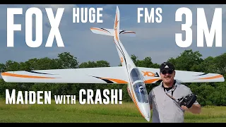 FMS - Fox with Reflex V2 - 3m - Maiden Flight + Crash!!!