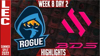 RGE vs BDS Highlights | LEC Summer 2022 W8D2 | Rogue vs Team BDS