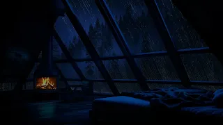 Tranquility Under Roof: Cozy Attic with Fireplace, Heavy Rain and Relaxing Sounds for Sleep