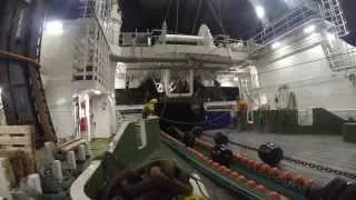 Atlantic Viking - Fishing in Barents Sea, January 2014 - Automatic packing of fish blocks