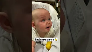 Ребенок пробует лимон🍋  Ребёнок не пострадал!) #ютуб #доча #shorts#прикорм #лимон #ребенок