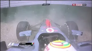 Sergio Perez onboard crash at pit-lane China GP 2013